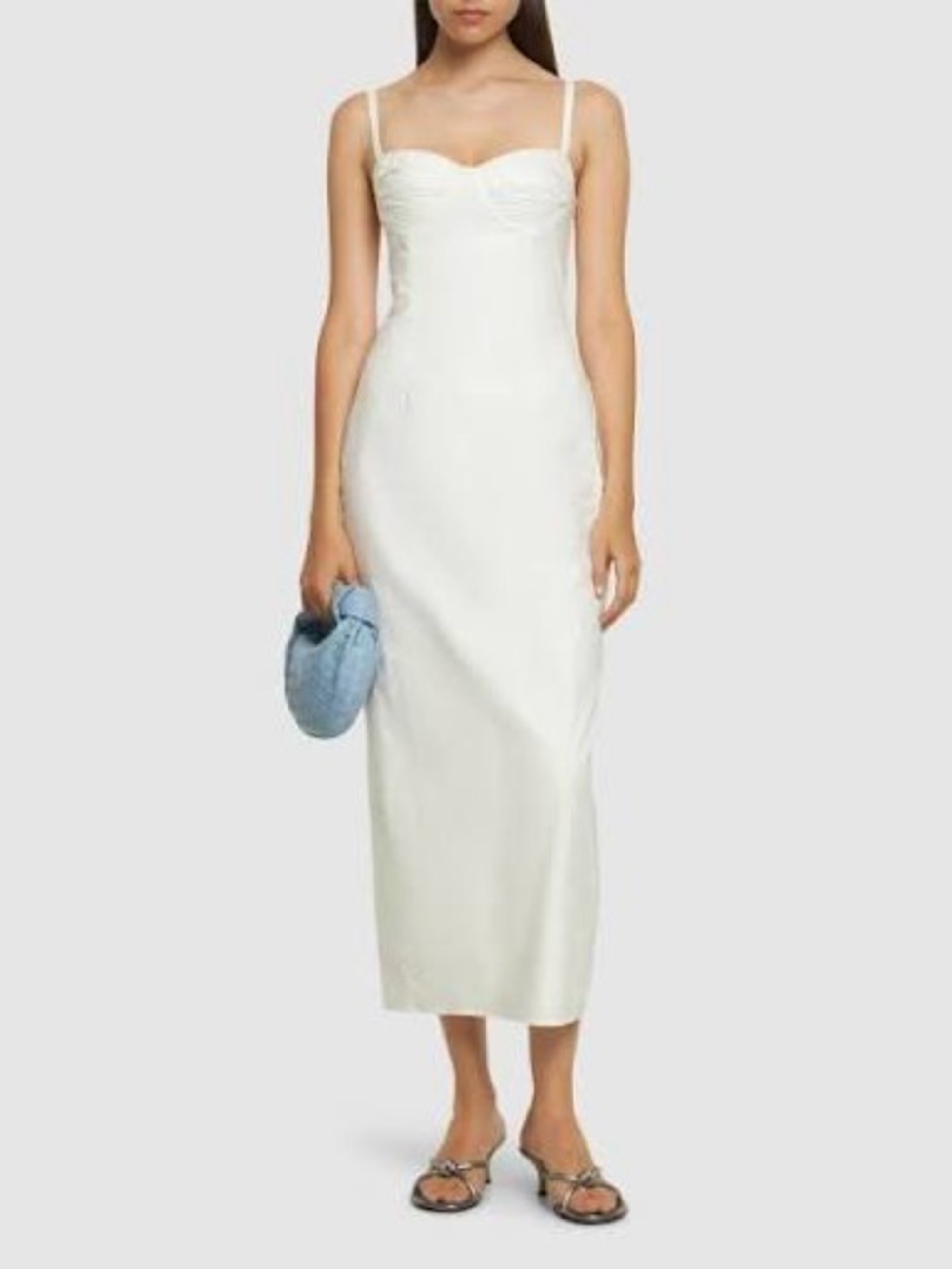 NWT Reformation Stormi Dress Sweetheart Neckline Ruched Maxi Dress White 6